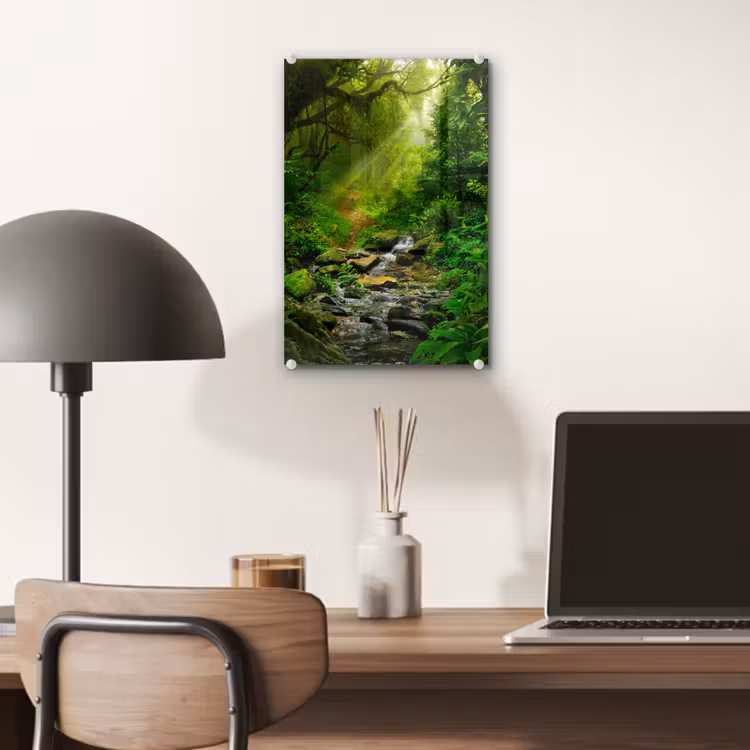 Glas schilderij - Jungle - Water - Bladeren - Zon - Natuur — 7