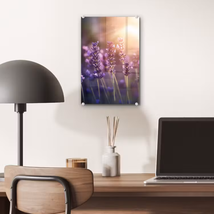 Glas schilderij - Lavendelbloemen - Paars - Zonlicht — 7