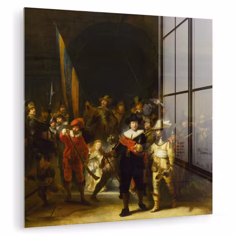 Glas schilderij - De Nachtwacht - Rembrandt van Rijn — 1