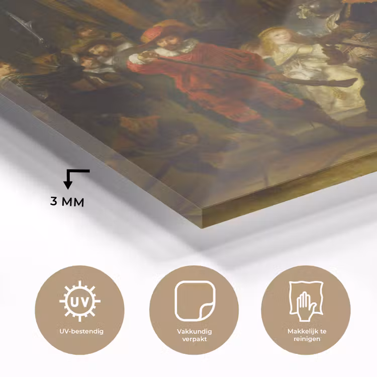 Glas schilderij - De Nachtwacht - Rembrandt van Rijn — 3