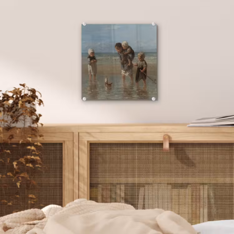 Glas schilderij - Kinderen der zee - Schilderij van Jozef Israëls — 4