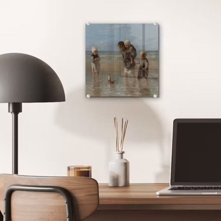 Glas schilderij - Kinderen der zee - Schilderij van Jozef Israëls — 6