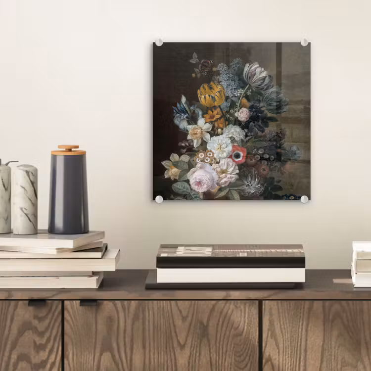 Glas schilderij - Stilleven met bloemen - Schilderij van Eelke Jelles Eelkema — 1