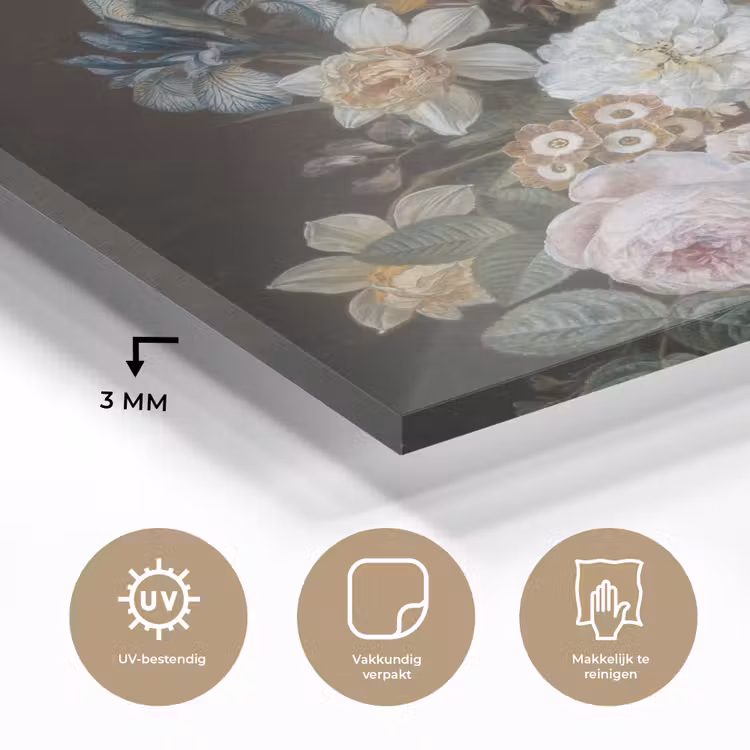 Glas schilderij - Stilleven met bloemen - Schilderij van Eelke Jelles Eelkema — 2