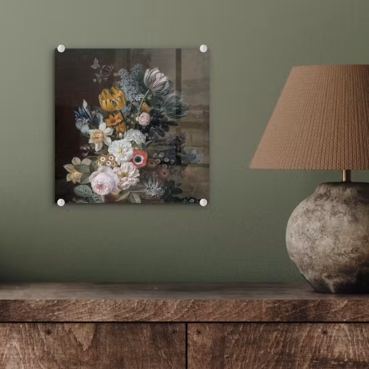 Glas schilderij - Stilleven met bloemen - Schilderij van Eelke Jelles Eelkema — 3