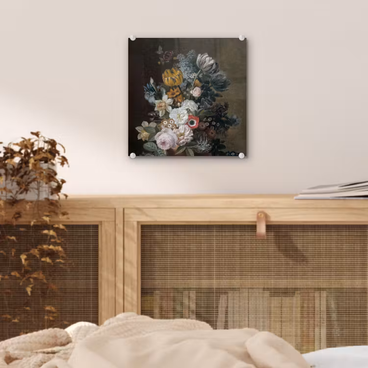 Glas schilderij - Stilleven met bloemen - Schilderij van Eelke Jelles Eelkema — 4