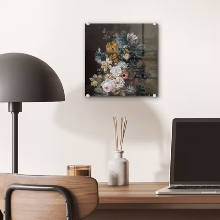 Glas schilderij - Stilleven met bloemen - Schilderij van Eelke Jelles Eelkema — 6