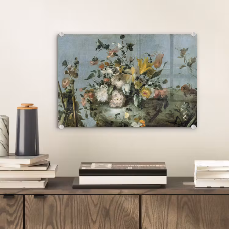 Glas schilderij - Bloemen - Oude Meesters - Olieverf — 1