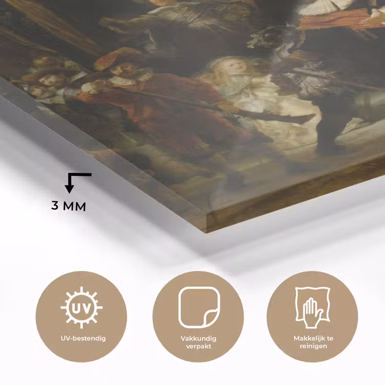 Glas schilderij - De Nachtwacht - Kunst - Oude meesters - Rembrandt — 2