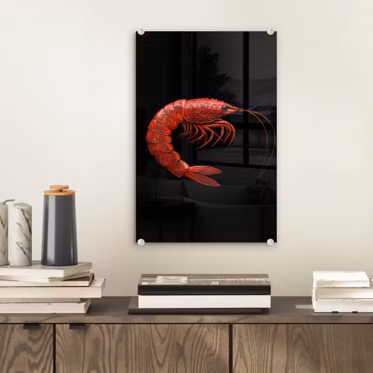 Glas schilderij - Garnaal - Rood - Dieren — 2