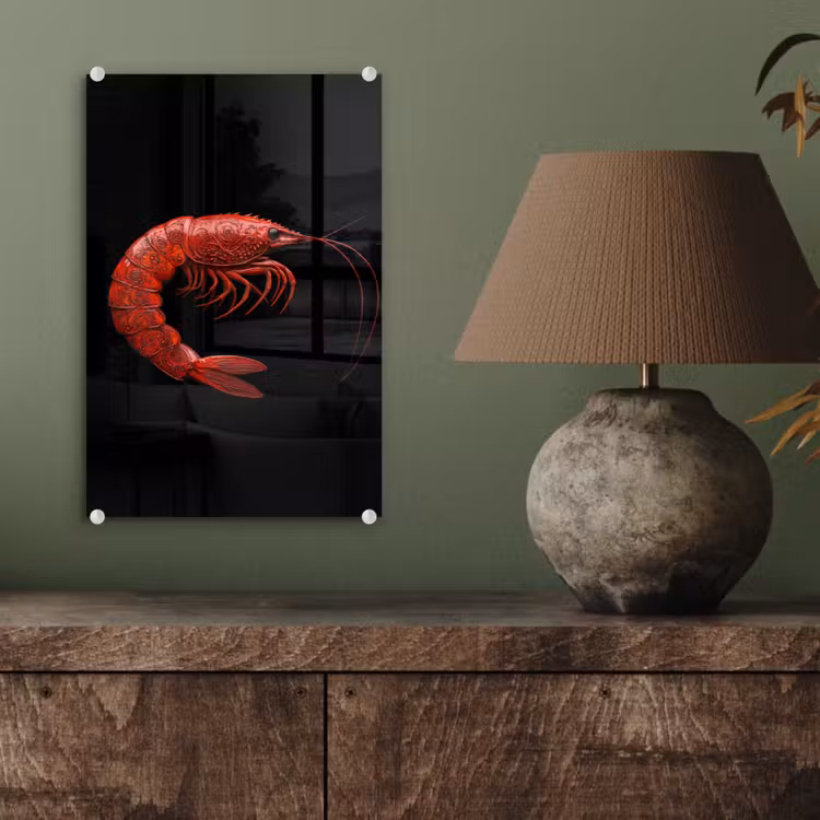 Glas schilderij - Garnaal - Rood - Dieren — 4