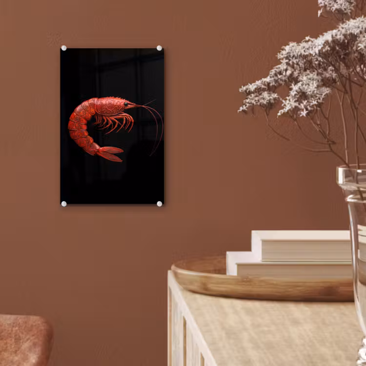 Glas schilderij - Garnaal - Rood - Dieren — 6