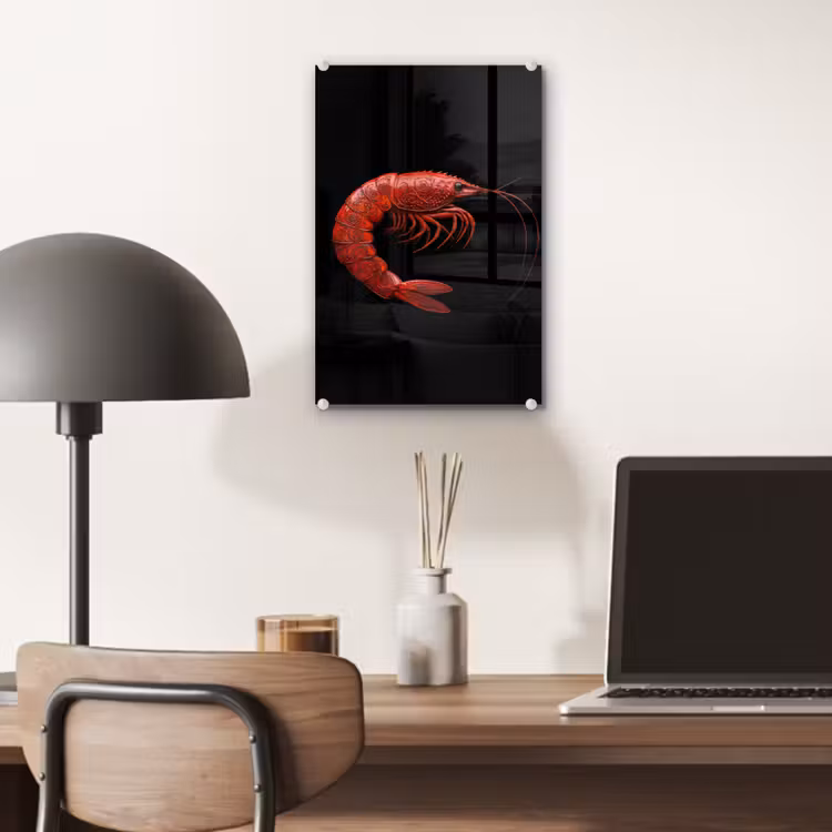 Glas schilderij - Garnaal - Rood - Dieren — 7