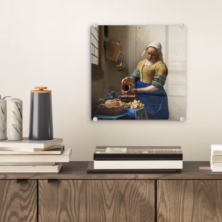 Glas schilderij - Het melkmeisje - Kunst - Oude meesters - Vermeer — 1