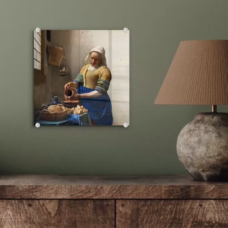 Glas schilderij - Het melkmeisje - Kunst - Oude meesters - Vermeer — 3