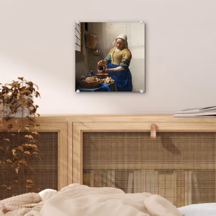 Glas schilderij - Het melkmeisje - Kunst - Oude meesters - Vermeer — 4