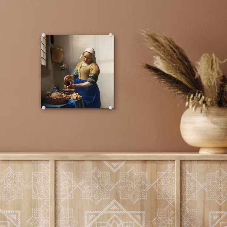 Glas schilderij - Het melkmeisje - Kunst - Oude meesters - Vermeer — 5