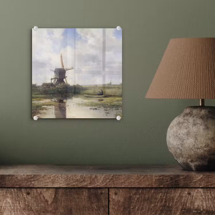 Glas schilderij - Molen - Willem Roelofs - Oude meesters - Kunst — 3