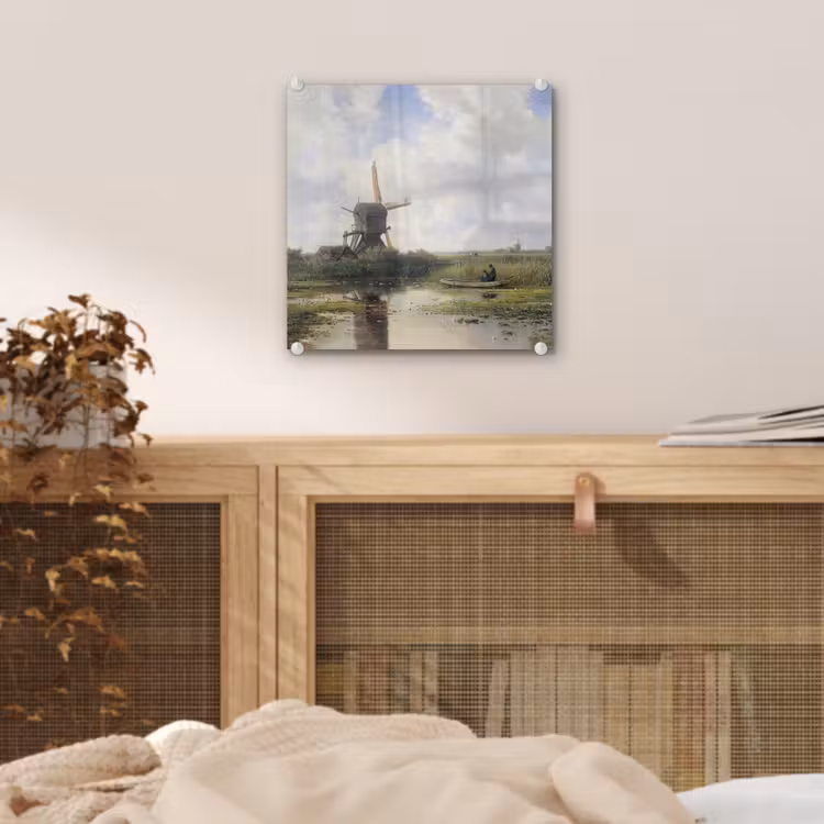 Glas schilderij - Molen - Willem Roelofs - Oude meesters - Kunst — 4