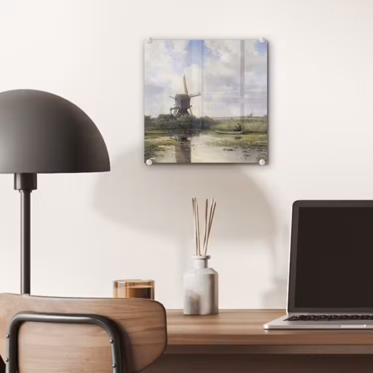 Glas schilderij - Molen - Willem Roelofs - Oude meesters - Kunst — 6
