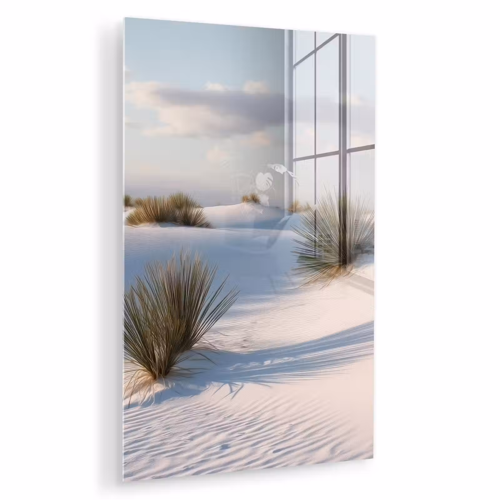 Glas schilderij - Duinen - Gras - Wolken - Beige — 1