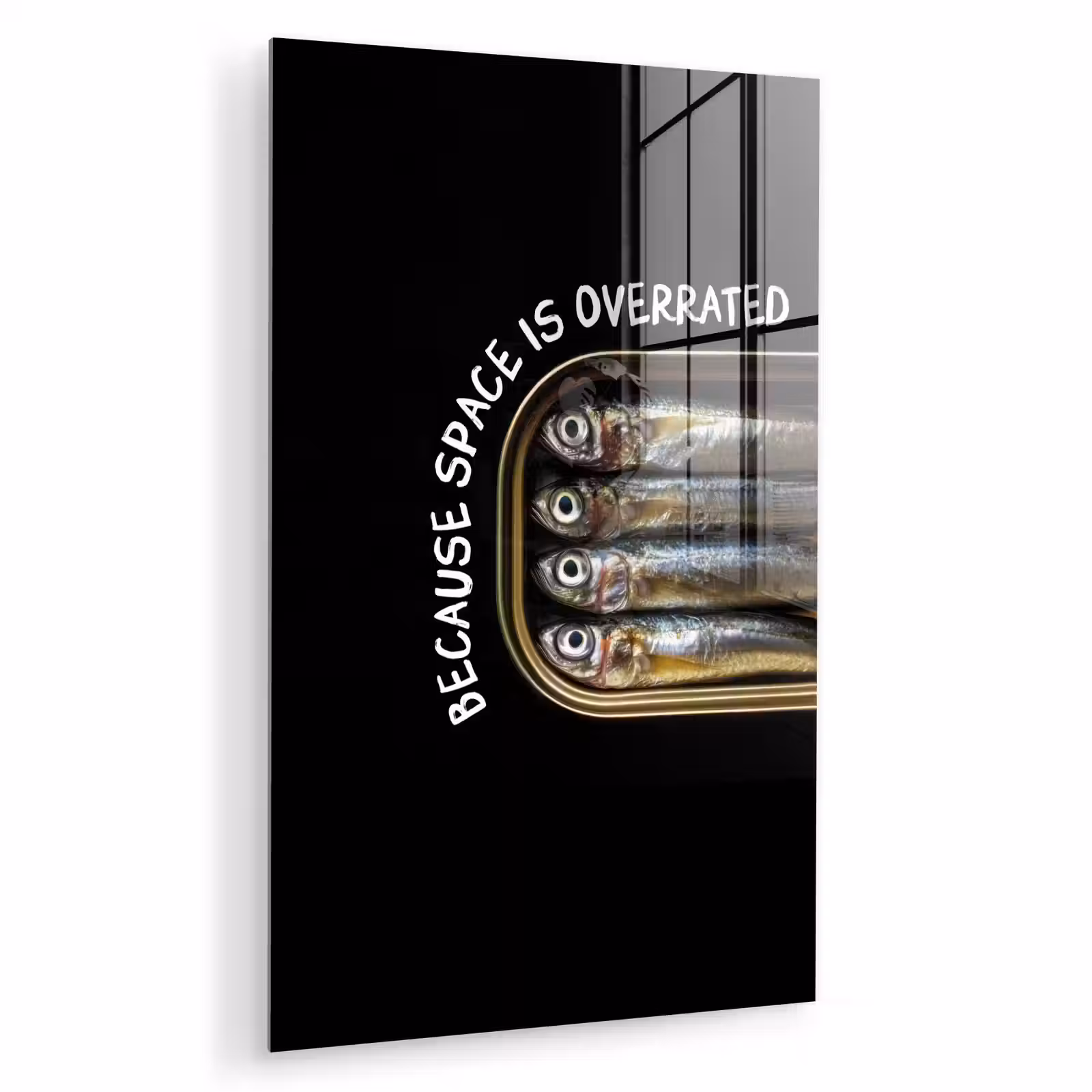 Glas schilderij - Sardines - Tekst - Vis - Blik — 1