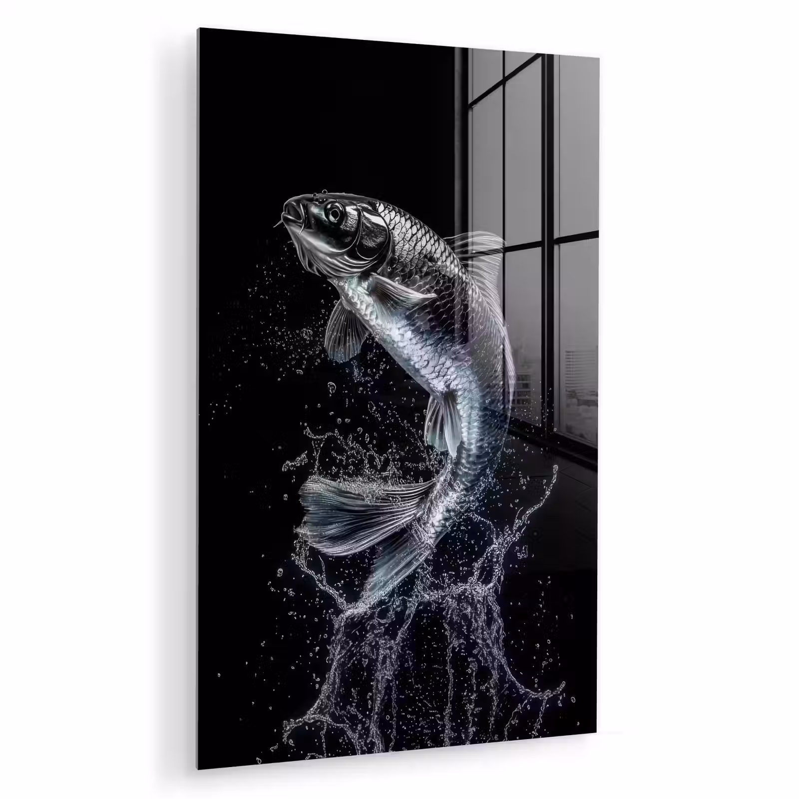 Glas schilderij - Vis - Koi - Zwart - Water — 1