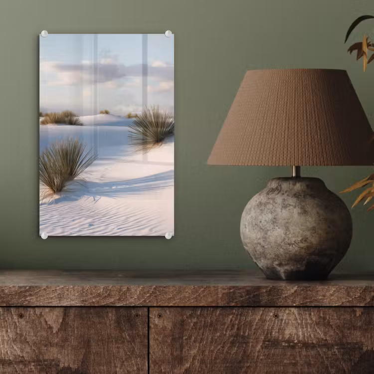 Glas schilderij - Duinen - Gras - Wolken - Beige — 4