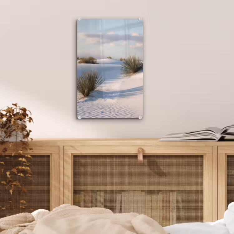 Glas schilderij - Duinen - Gras - Wolken - Beige — 5