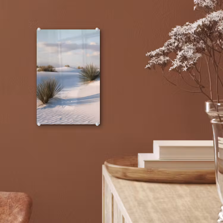 Glas schilderij - Duinen - Gras - Wolken - Beige — 6