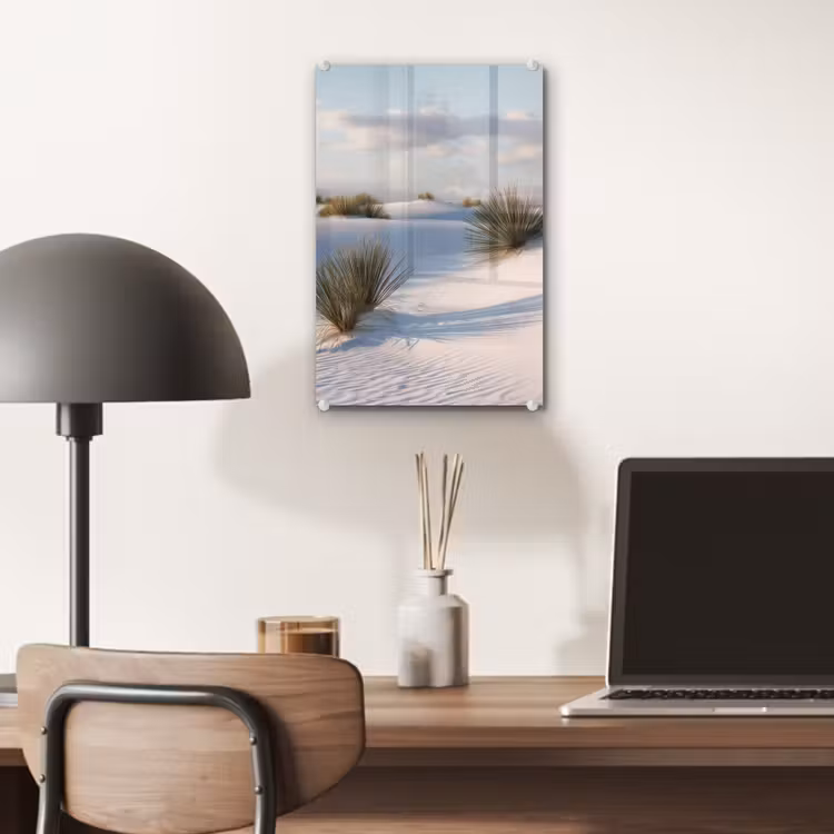 Glas schilderij - Duinen - Gras - Wolken - Beige — 7