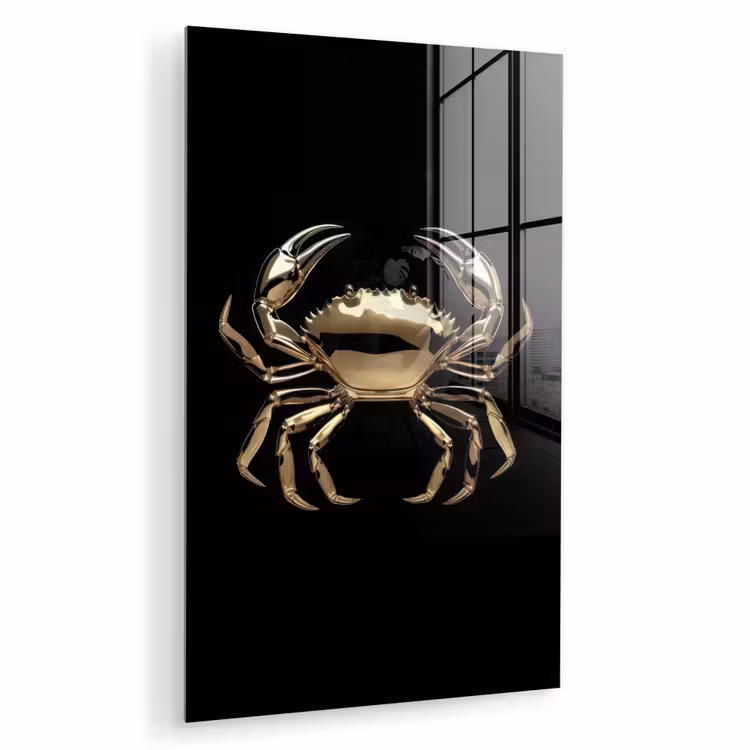 Glas schilderij - Goud - Krab - Dieren - Zwart — 1
