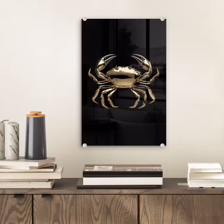 Glas schilderij - Goud - Krab - Dieren - Zwart — 2