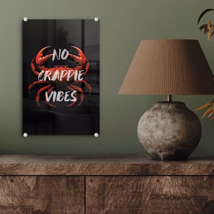 Glas schilderij - Krab - Rood - Tekst - Zwart — 4