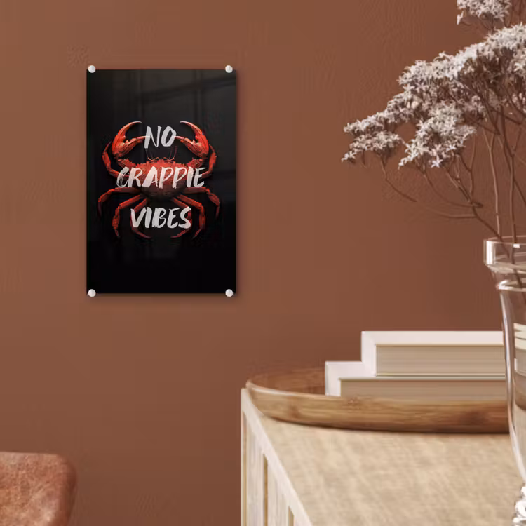 Glas schilderij - Krab - Rood - Tekst - Zwart — 6