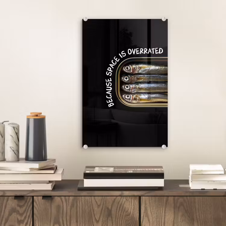 Glas schilderij - Sardines - Tekst - Vis - Blik — 2