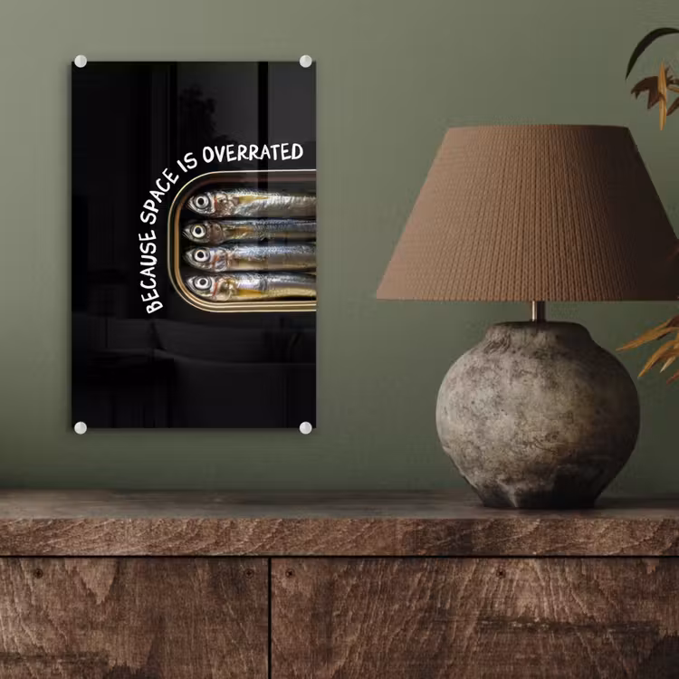 Glas schilderij - Sardines - Tekst - Vis - Blik — 4