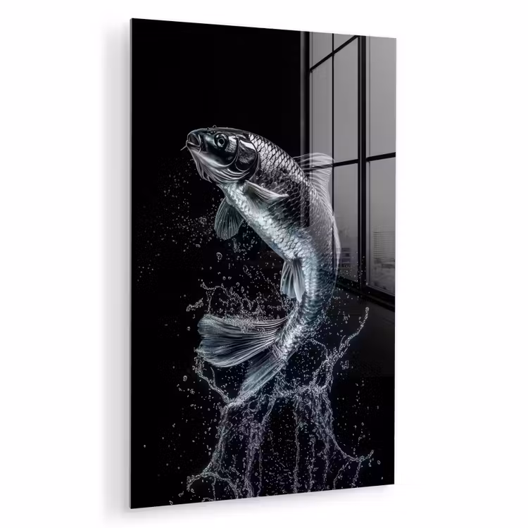Glas schilderij - Vis - Koi - Zwart - Water — 1