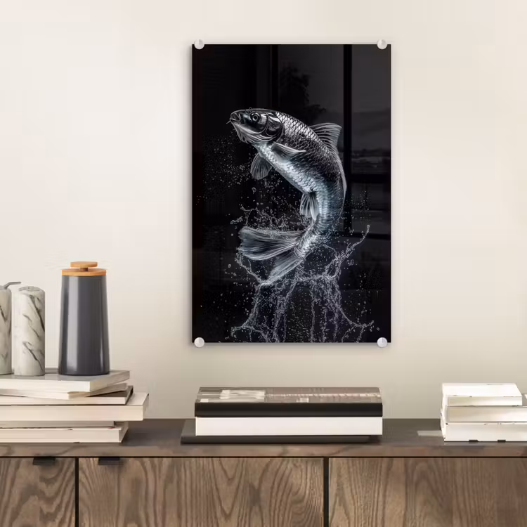 Glas schilderij - Vis - Koi - Zwart - Water — 2