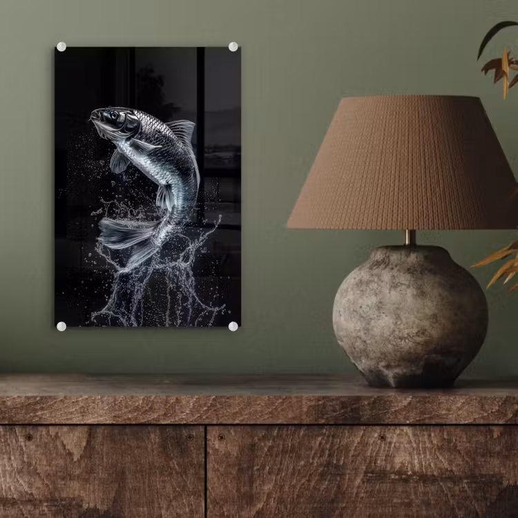 Glas schilderij - Vis - Koi - Zwart - Water — 4
