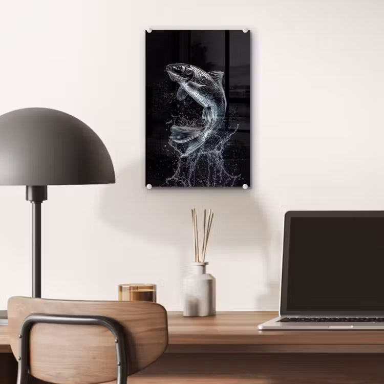 Glas schilderij - Vis - Koi - Zwart - Water — 7