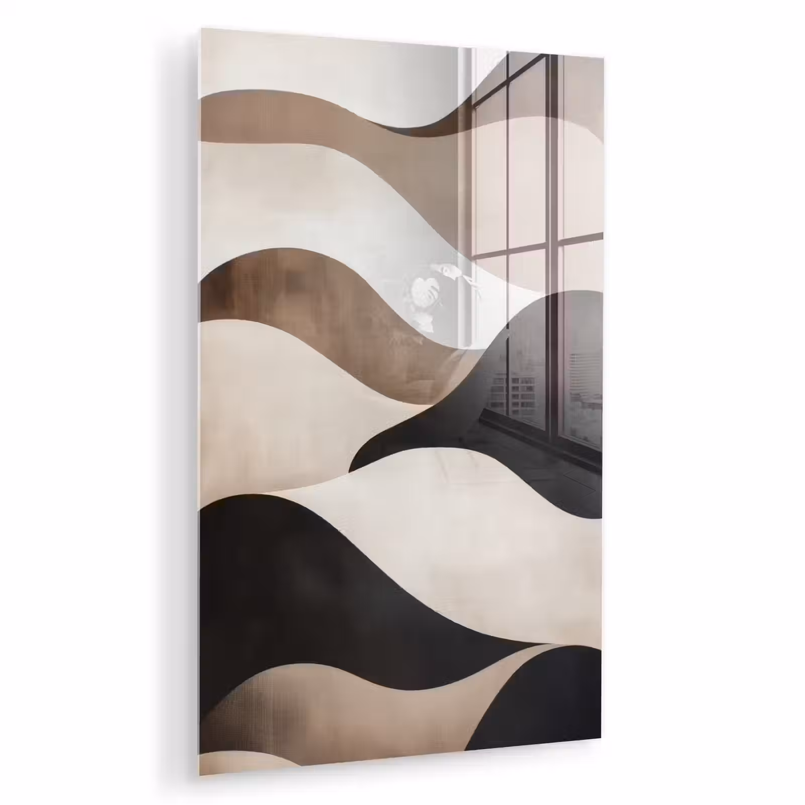 Glas schilderij - Golven - Abstract - Beige — 1