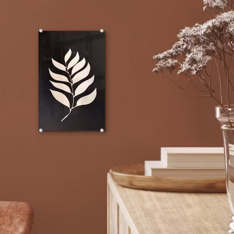 Glas schilderij - Blad - Wit - Minimalistisch — 6