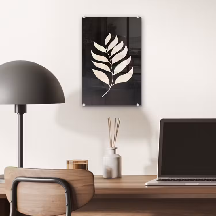 Glas schilderij - Blad - Wit - Minimalistisch — 7