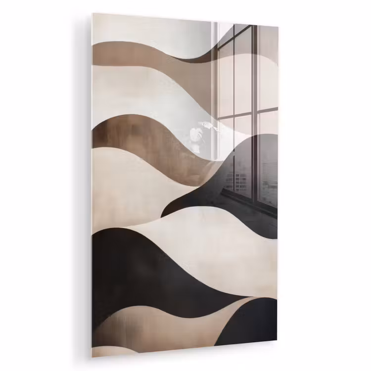 Glas schilderij - Golven - Abstract - Beige — 1