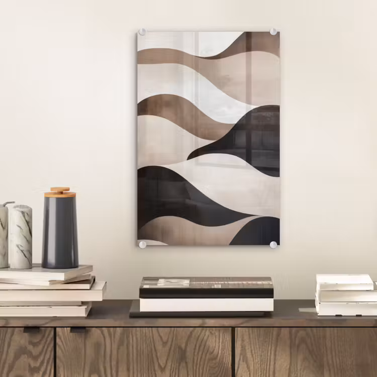 Glas schilderij - Golven - Abstract - Beige — 2