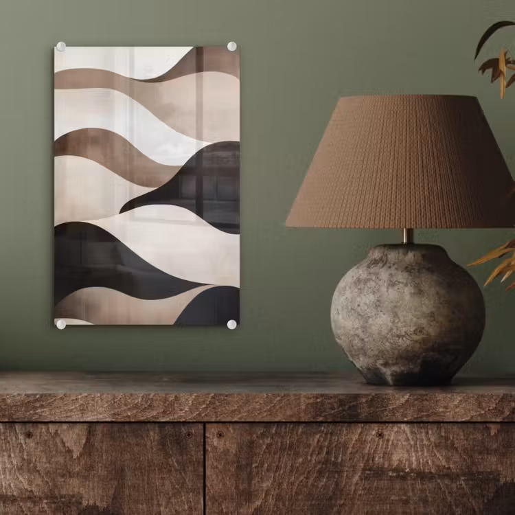 Glas schilderij - Golven - Abstract - Beige — 4