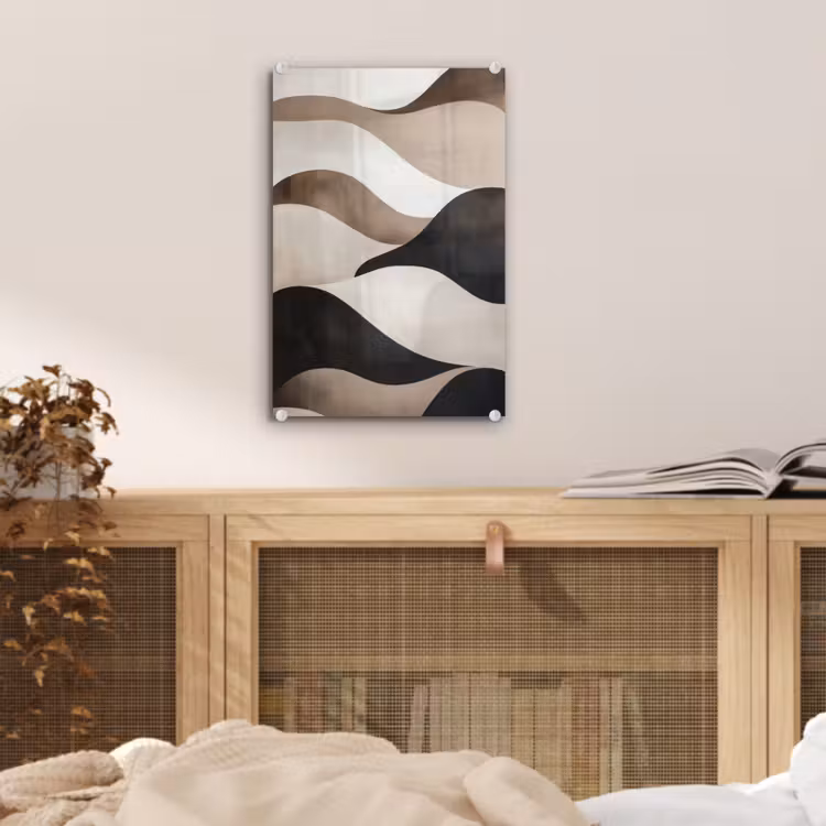 Glas schilderij - Golven - Abstract - Beige — 5