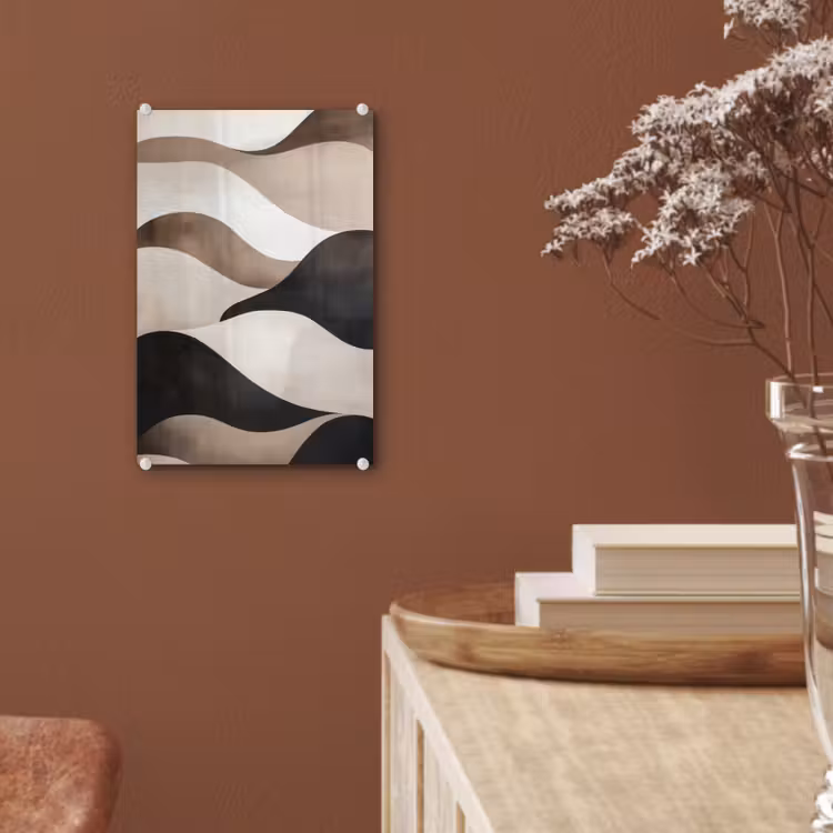 Glas schilderij - Golven - Abstract - Beige — 6
