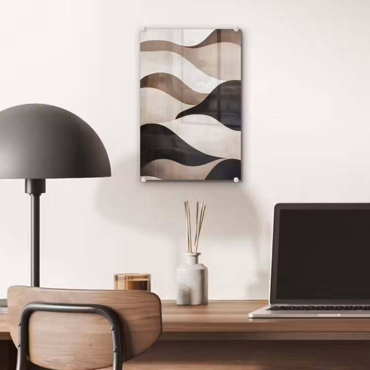Glas schilderij - Golven - Abstract - Beige — 7